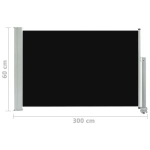 Copertină laterală retractabilă de terasă, negru, 60 x 300 cm - Img 7