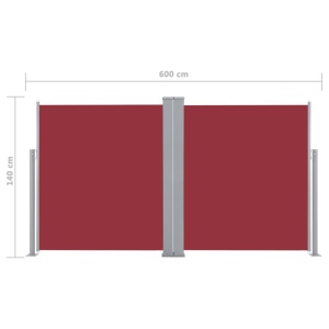 Copertină laterală retractabilă, roșu, 140 x 600 cm - Img 11