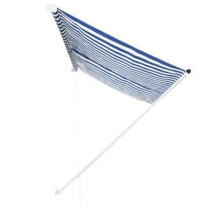 Copertină retractabilă, albastru și alb, 300 x 150 cm - Img 4