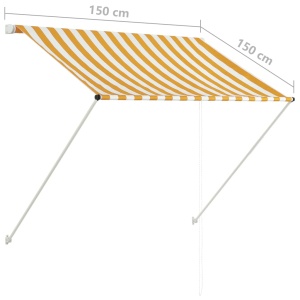 Copertină retractabilă, galben și alb, 100 x 150 cm - Img 7