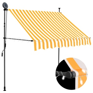 Copertină retractabilă manual cu LED, alb &amp; portocaliu, 150 cm