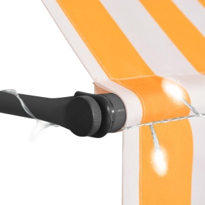 Copertină retractabilă manual cu LED, alb &amp; portocaliu, 150 cm - Img 4