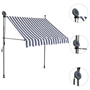 Copertină retractabilă manual cu LED, albastru & alb, 200 cm - Img 3