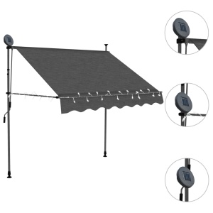 Copertină retractabilă manual cu LED, antracit, 150 cm - Img 3