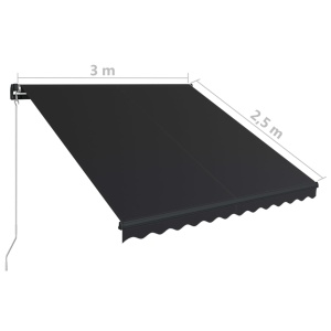 Copertină retractabilă manual cu LED, antracit, 300 x 250 cm - Img 10