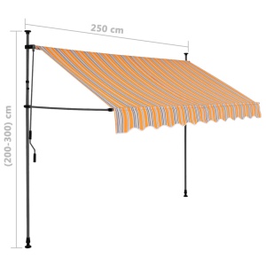 Copertină retractabilă manual cu LED, galben & albastru, 250 cm - Img 7