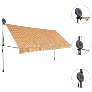 Copertină retractabilă manual cu LED, galben &amp; albastru, 350 cm - Img 3