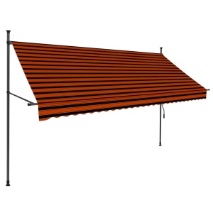Copertină retractabilă manual cu LED, portocaliu & maro, 300 cm - Img 2