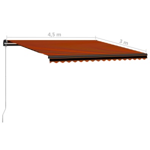 Copertină retractabilă manual LED portocaliu/maro, 450 x 300 cm - Img 10