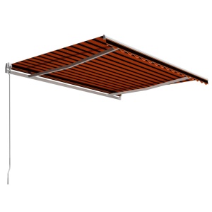 Copertină retractabilă manual, portocaliu &amp; maro, 450 x 300 cm - Img 3