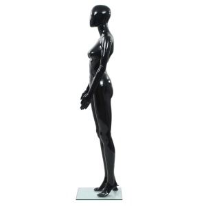 Corp manechin feminin, suport din sticlă, Negru lucios 175 cm - Img 4