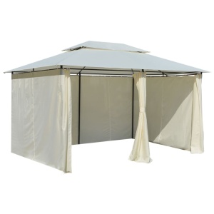 Cort de grădină cu perdele 4 x 3 m, alb - Img 6