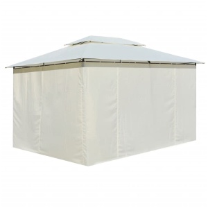 Cort de grădină cu perdele 4 x 3 m, alb - Img 8
