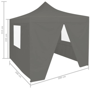 Cort de petrecere pliabil cu 4 pereți, antracit, 2 x 2 m, oțel - Img 10