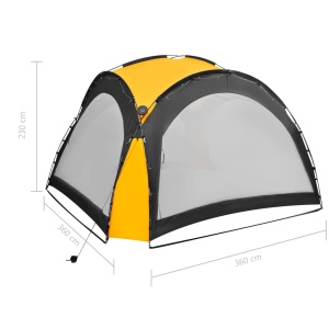 Cort petrecere cu LED 4 pereți laterali, galben, 3,6x3,6x2,3 m - Img 9