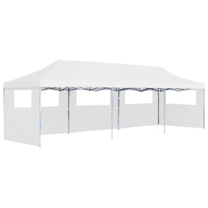 Cort petrecere pliabil cu 5 pereți laterali, alb, 3 x 9 m