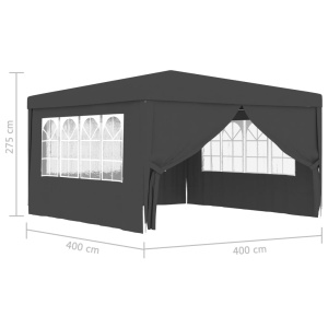Cort petrecere profesional pereți laterali antracit 4x4m 90g/m² - Img 9