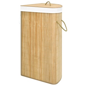 Coș de rufe din bambus de colț, 60 L - Img 4