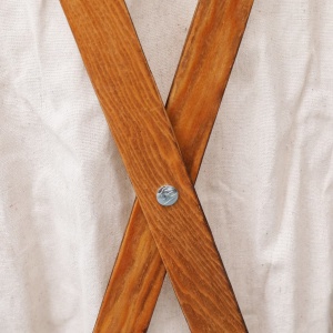 Coș de rufe pliabil, crem, lemn și material textil - Img 2