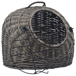Coș de transport pisici, gri, 45 x 35 x 35 cm, răchită naturală - Img 2
