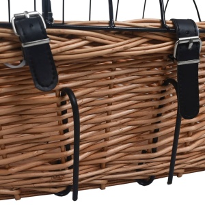 Coș frontal bicicletă cu capac, 50x45x35 cm, salcie naturală - Img 9