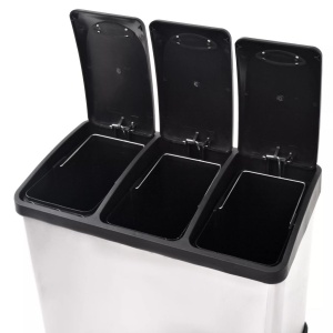 Coș gunoi cu pedale pentru reciclare, oțel inoxidabil, 3 x 8 L - Img 5