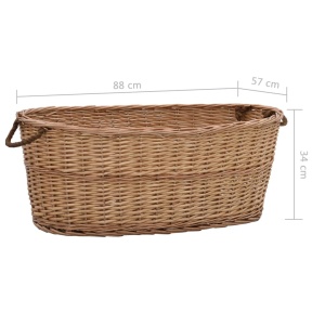 Coș lemne foc cu mânere de transport natural 88x57x34 cm salcie - Img 9