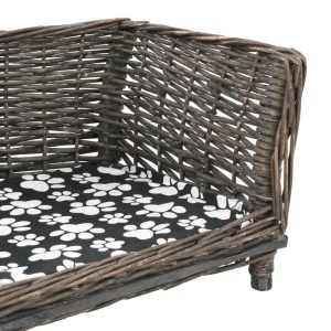 Coș pentru câini cu pernă, gri, 50x33x35 cm, salcie naturală - Img 4