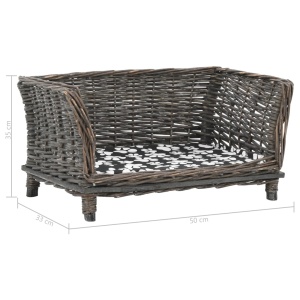 Coș pentru câini cu pernă, gri, 50x33x35 cm, salcie naturală - Img 5