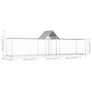 Coteț de găini, 5 x 1 x 1,5 m, oțel galvanizat - Img 5
