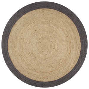 Covor manual cu margine gri inchis, 90 cm, iută
