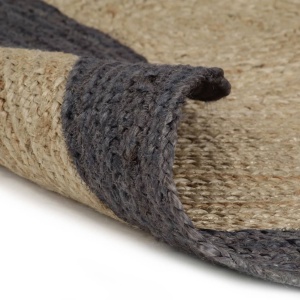 Covor manual cu margine gri inchis, 90 cm, iută - Img 4
