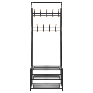 Cuier cu rafturi pentru pantofi, 68 x 32 x 182,5 cm, negru - Img 2