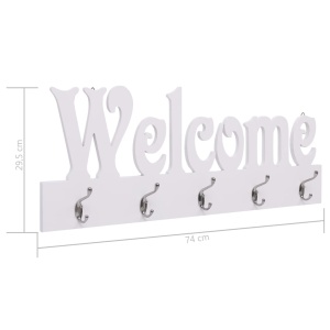Cuier de perete WELCOME, alb, 74 x 29,5 cm - Img 5