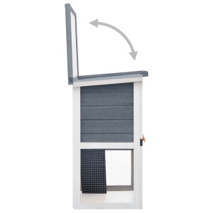Cușcă de iepuri pentru exterior, 1 ușă, gri, lemn - Img 7