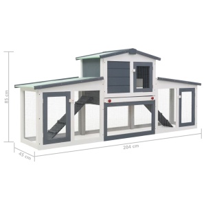 Cușcă exterior pentru iepuri mare, gri&amp;alb, 204x45x85 cm, lemn - Img 6