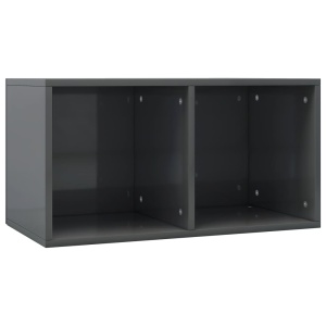 Cutie de depozitare vinyl-uri, gri lucios, 71 x 34 x 36 cm, PAL - Img 2