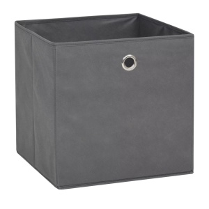 Cutii de depozitare, 4 buc, material nețesut, 32x32x32 cm, Gri - Img 3