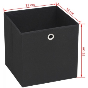 Cutii depozitare, 4 buc, material nețesut, 32x32x32 cm, Negru - Img 6