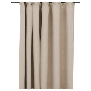 Draperie opacă, aspect de in, bej, 290 x 245 cm, cu cârlige - Img 2