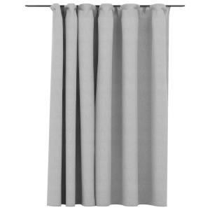 Draperie opacă, aspect de in, gri, 290 x 245 cm, cu cârlige - Img 2