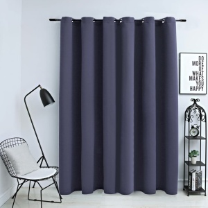 Draperie opacă cu inele metalice, antracit, 290 x 245 cm