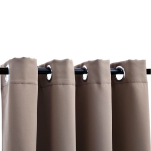 Draperie opacă cu inele metalice, gri taupe, 290 x 245 cm - Img 4