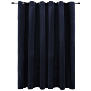 Draperie opacă cu inele metalice, negru, 290 x 245 cm, catifea - Img 2