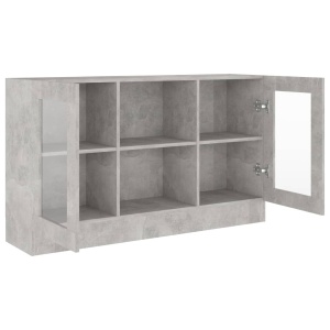 Dulap cu vitrină, gri beton, 120 x 30,5 x 70 cm, PAL - Img 8