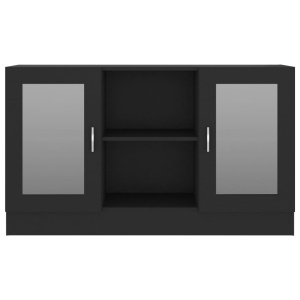 Dulap cu vitrină, negru, 120 x 30,5 x 70 cm, PAL - Img 5