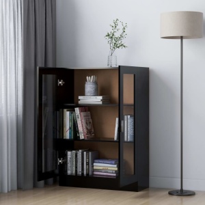 Dulap cu vitrină, negru, 82,5 x 30,5 x 115 cm, PAL - Img 3