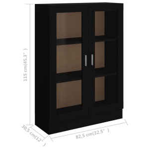 Dulap cu vitrină, negru, 82,5 x 30,5 x 115 cm, PAL - Img 7