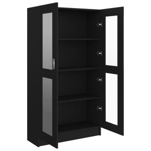 Dulap cu vitrină, negru, 82,5 x 30,5 x 150 cm, PAL - Img 8