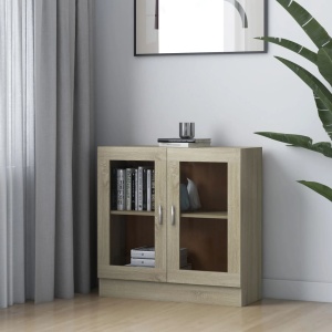 Dulap cu vitrină, stejar Sonoma, 82,5 x 30,5 x 80 cm, PAL